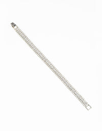 Silver Cubic Zirconia Wide Bracelet - link has visual effect only