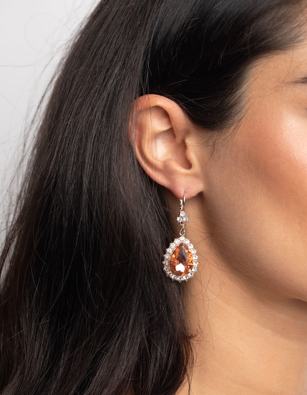 Rose Gold Diamante Drop Earrings