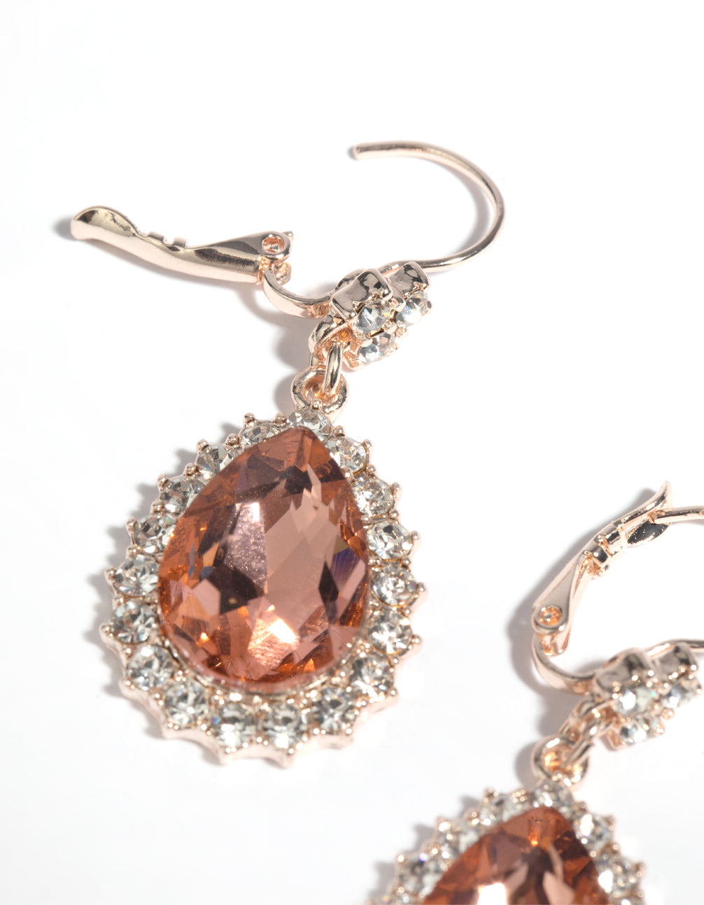 Rose Gold Diamante Drop Earrings