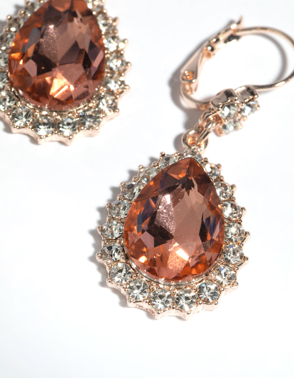Rose Gold Diamante Drop Earrings