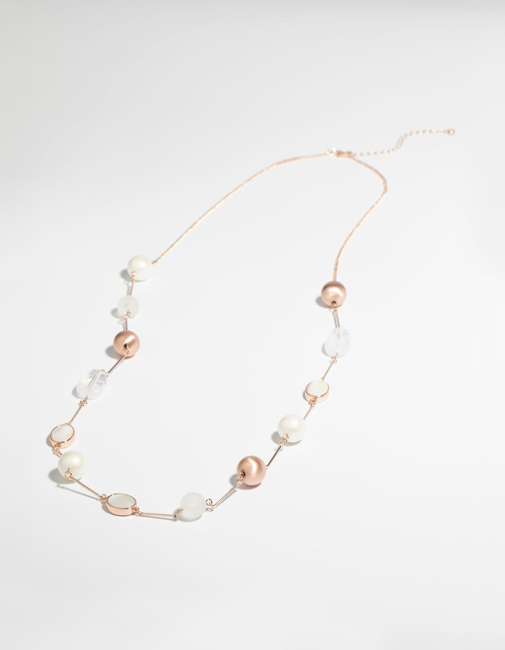 Rose Gold Beaded Long Necklace