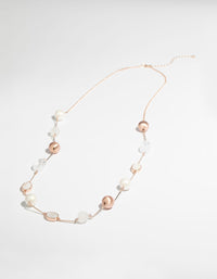 Rose Gold Beaded Long Necklace - link has visual effect only