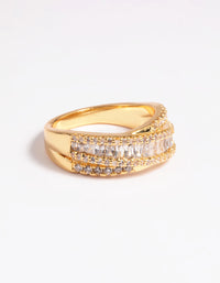 Gold Plated Cubic Zirconia Baguette Ring - link has visual effect only