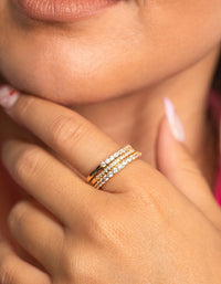 Silver Cubic Zirconia Fine Ring Stack - link has visual effect only