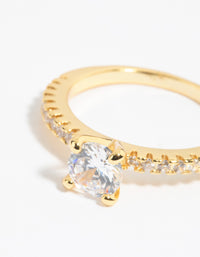 Gold Plated Cubic Zirconia Solitare Ring - link has visual effect only