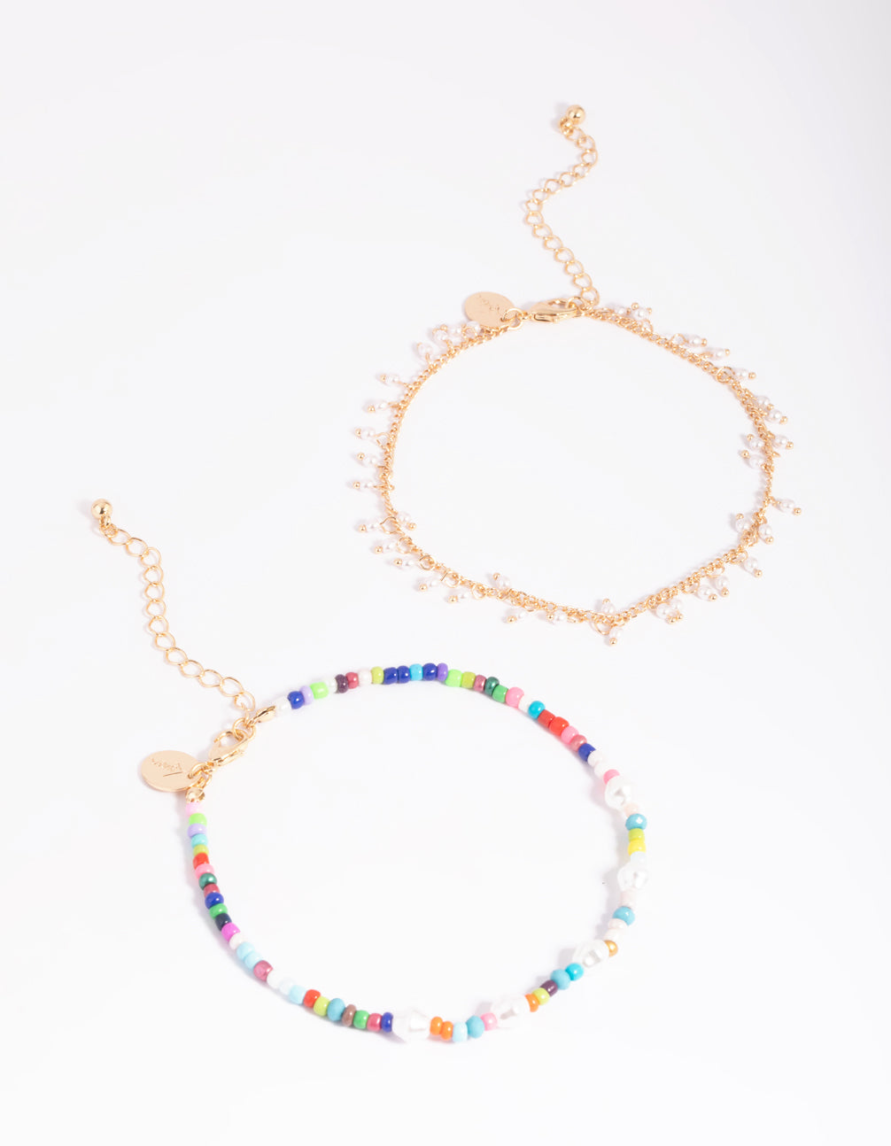 Gold Pearl Anklet Set