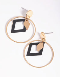 Black Circle Drop Earrings - link has visual effect only