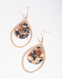 Brown Marbled Teardrop Earrings - link has visual effect only