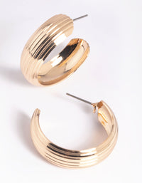 Gold Vertical Lines Hoop Earrings - link has visual effect only