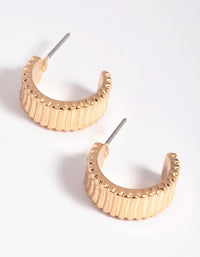 Gold Horizontal Lines Huggie Hoop Earrings - link has visual effect only