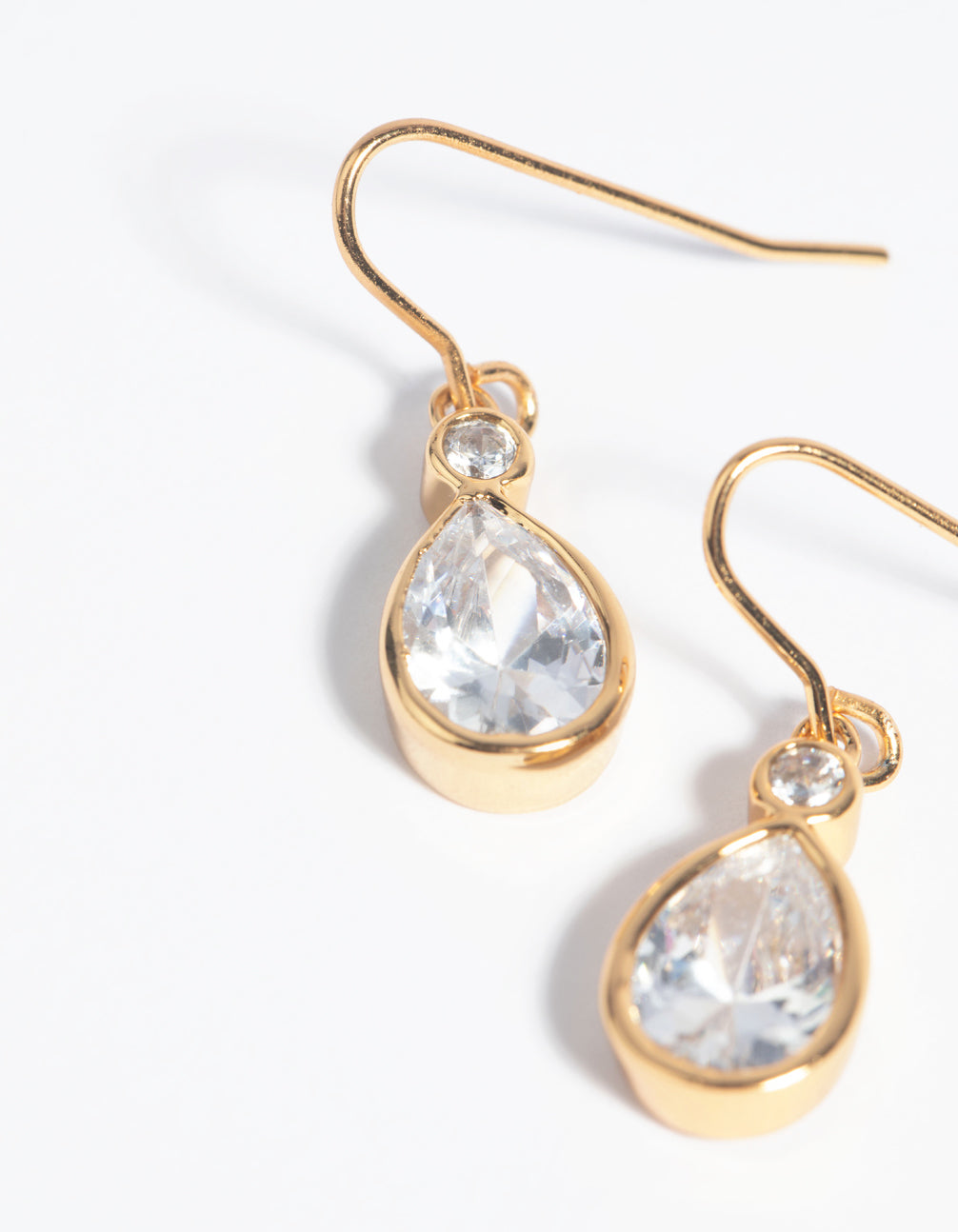 Gold Plated Cubic Zirconia Teardrop Earrings