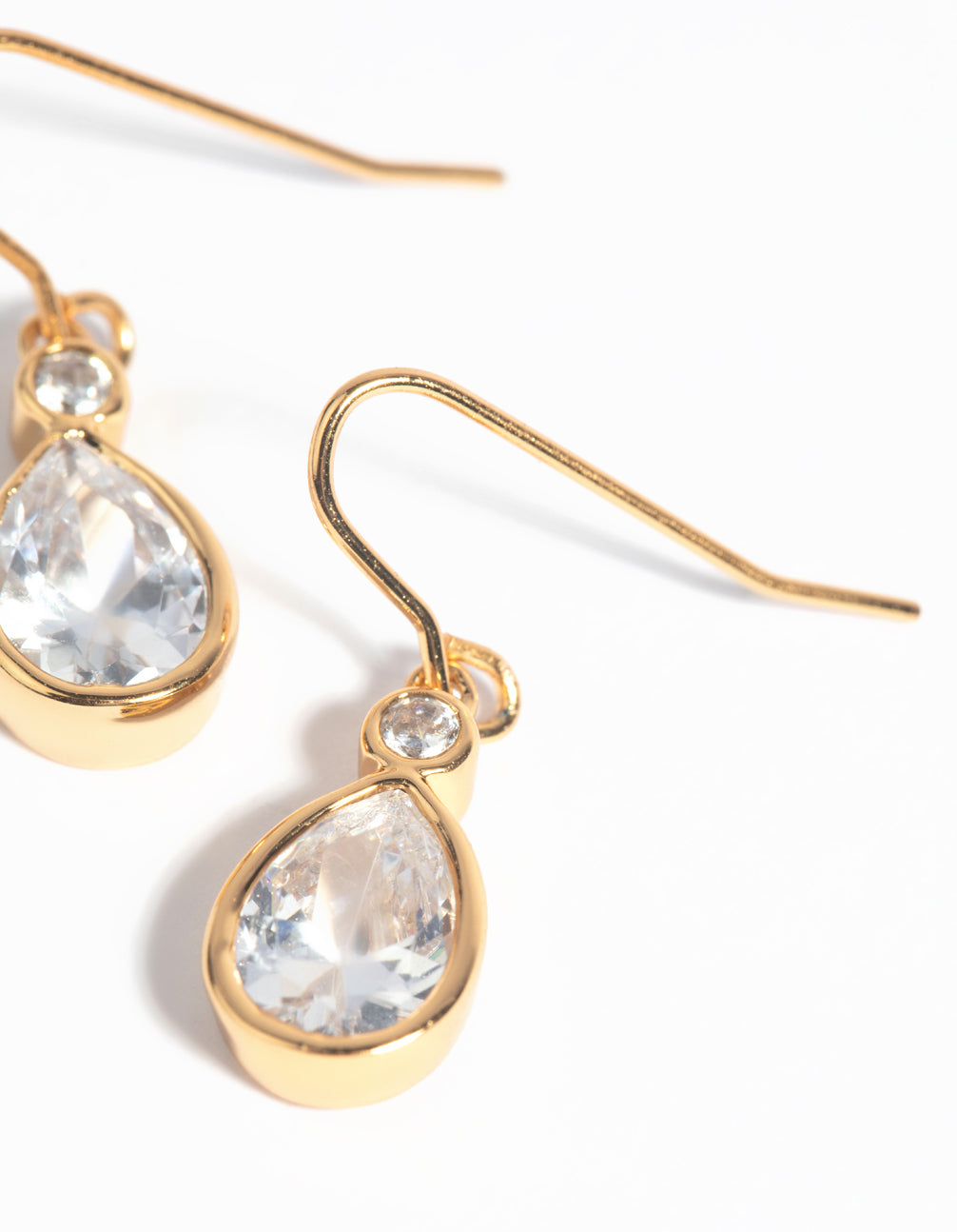 Gold Plated Cubic Zirconia Teardrop Earrings