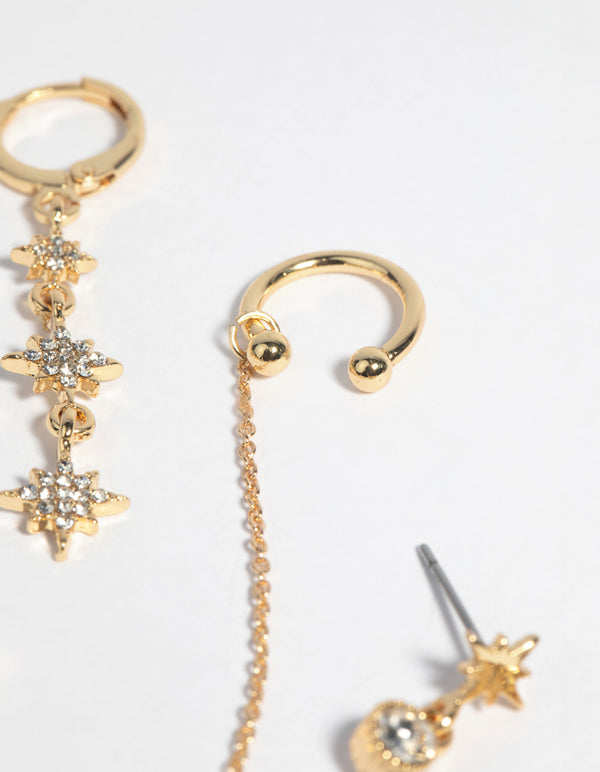 Gold Plated Star & Heart Stud Earring Pack