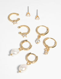 Gold Plated Freshwater Pearl Earring 4-Pack - link has visual effect only