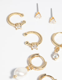 Gold Plated Freshwater Pearl Earring 4-Pack - link has visual effect only