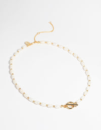 Gold Plated Freshwater Pearl Fob Necklace - link has visual effect only