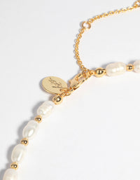 Gold Plated Freshwater Pearl Fob Necklace - link has visual effect only