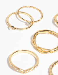 Gold Plated Diamante Twist Ring 6-Pack - link has visual effect only