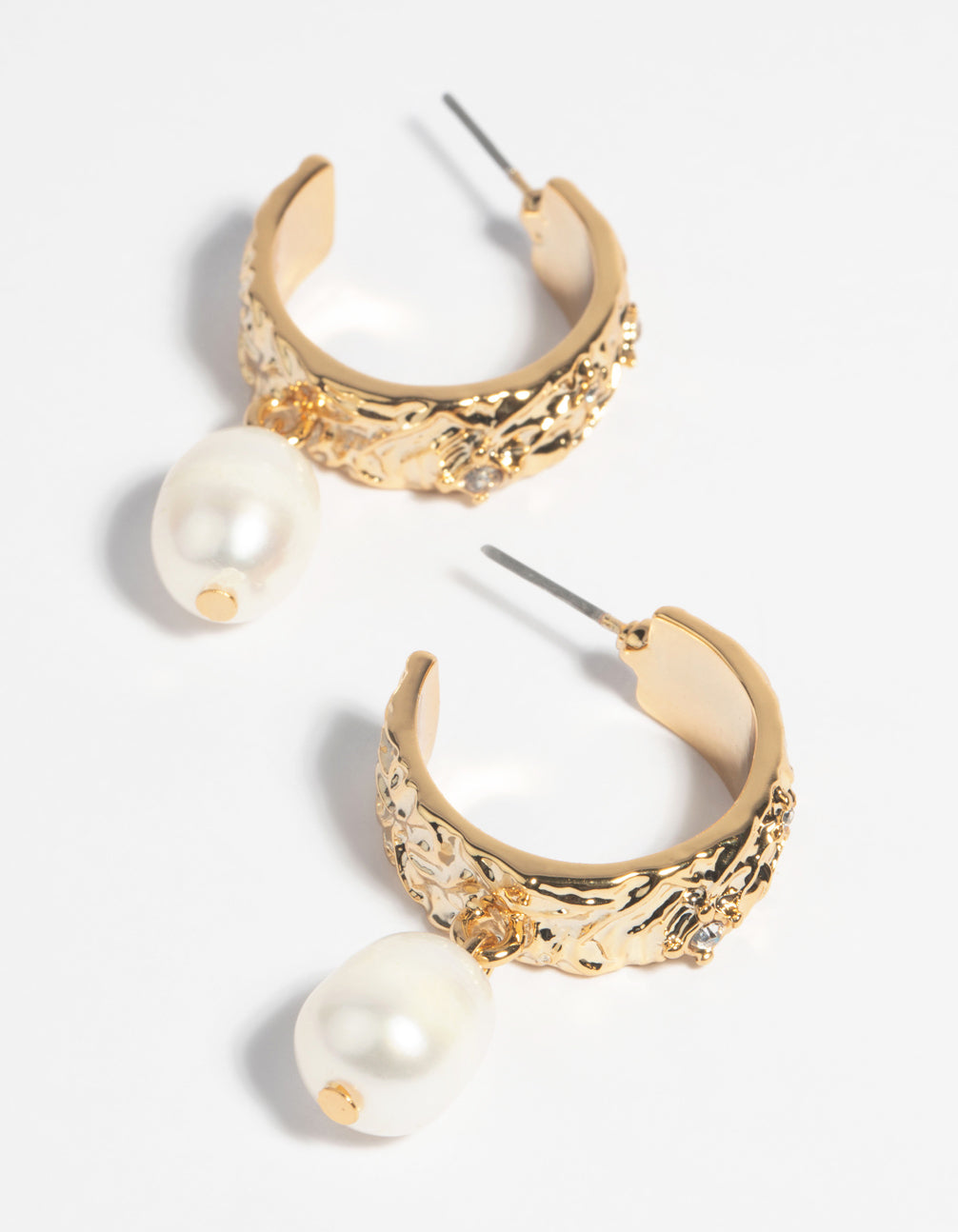 Gold Plated Freshwater Pearl Hoop Earrings