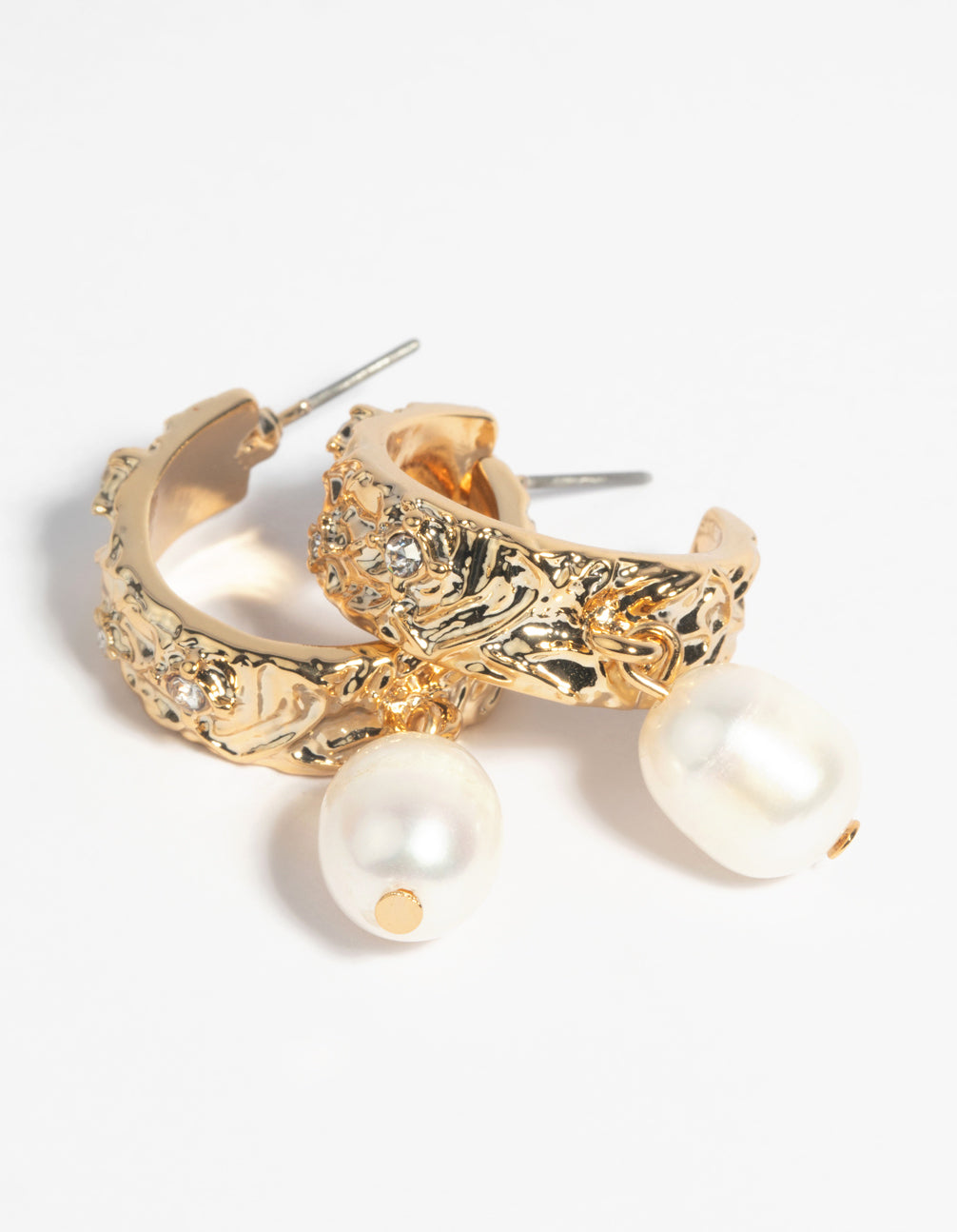 Gold Plated Freshwater Pearl Hoop Earrings