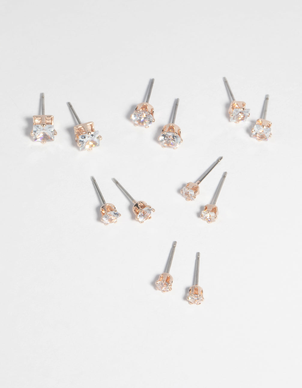 Rose Gold Cubic Zirconia Earring 6-Pack
