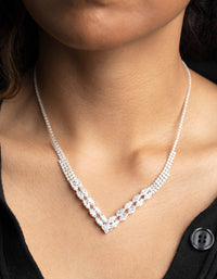 Silver Cubic Zirconia Point Statement Necklace - link has visual effect only