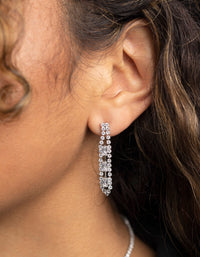 Silver Cubic Zirconia Statement Necklace & Earrings Set - link has visual effect only