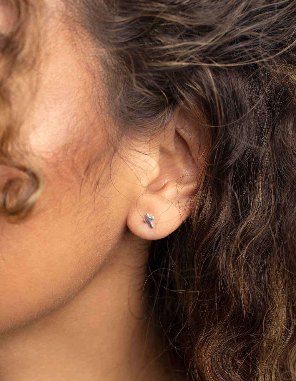 Sterling Silver Cross Stud Earrings