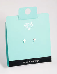 Sterling Silver Cross Stud Earrings - link has visual effect only