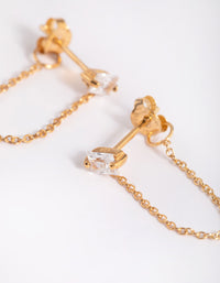 Gold Plated Sterling Silver Cubic Zirconia Chain Stud Earrings - link has visual effect only