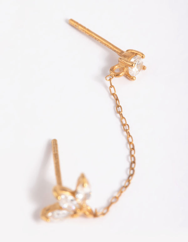 Gold Plated Sterling Silver Petal Stud Earrings