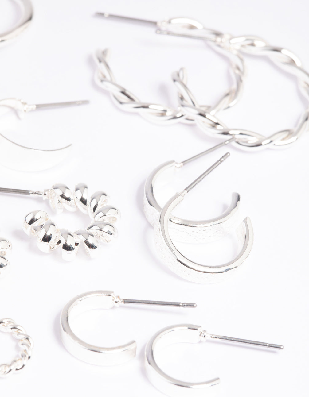 Silver Twisted Hoop Earring 8-Pack