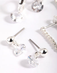 Silver Plated Cubic Zirconia Earring Stack 6-Pack - link has visual effect only