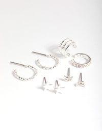 Silver Plated Star & Moon Stud Earring 8-Pack - link has visual effect only