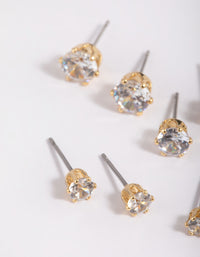 Gold Plated Cubic Zirconia Ascending Earring Stack 8-Pack - link has visual effect only