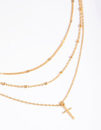 Gold Plated Brass Layered Cross Necklace - link has visual effect only