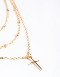 Gold Plated Brass Layered Cross Necklace - link has visual effect only