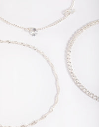 Silver Plated Brass  Cubic Zirconia Charm Bracelet - link has visual effect only