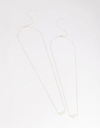 Silver Plated Brass Cubic Zirconia Hearts Necklace Set - link has visual effect only
