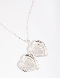 Silver Plated Cubic Zirconia Heart Locket Necklace - link has visual effect only