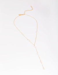 Gold Plated Freshwater Pearl Lariat Necklace - link has visual effect only
