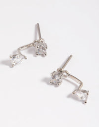 Silver Cubic Zirconia Teardrop Jacket Earrings - link has visual effect only