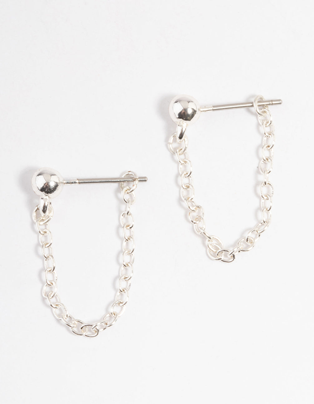 Silver Ball & Chain Jacket Earrings