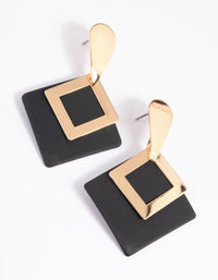 Black Geometric Drop Earrings - link has visual effect only