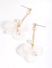 White Frosted Flower Stick Drop Earrings - link has visual effect only