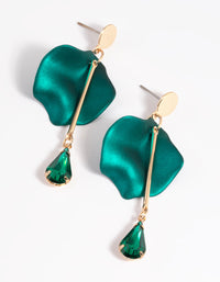 Green Petal & Pear Stone Drop Earrings - link has visual effect only
