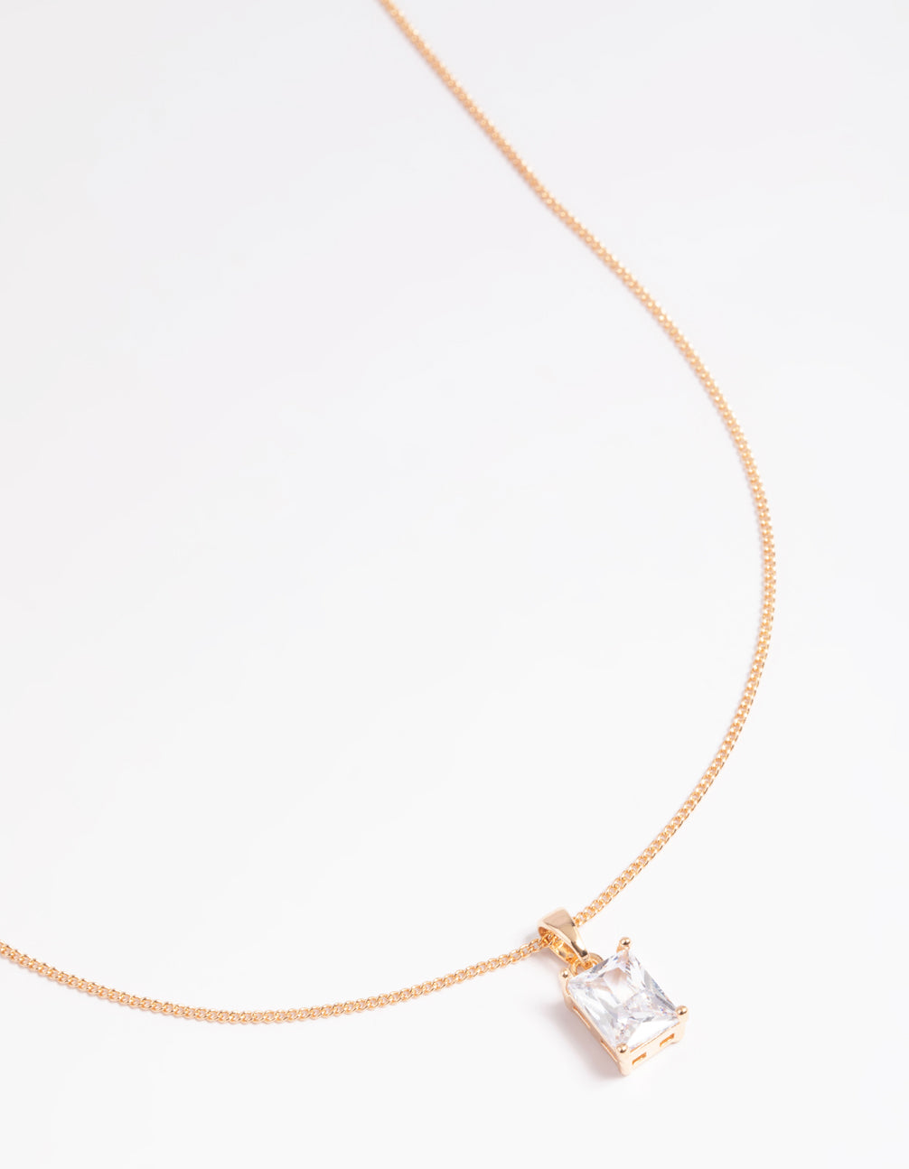Gold Cubic Zirconia Rectangular Layered Necklace