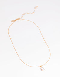 Gold Cubic Zirconia Rectangular Layered Necklace - link has visual effect only