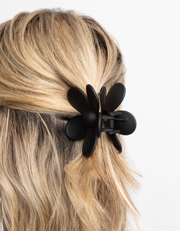90s Black Daisy Flower Claw Clip