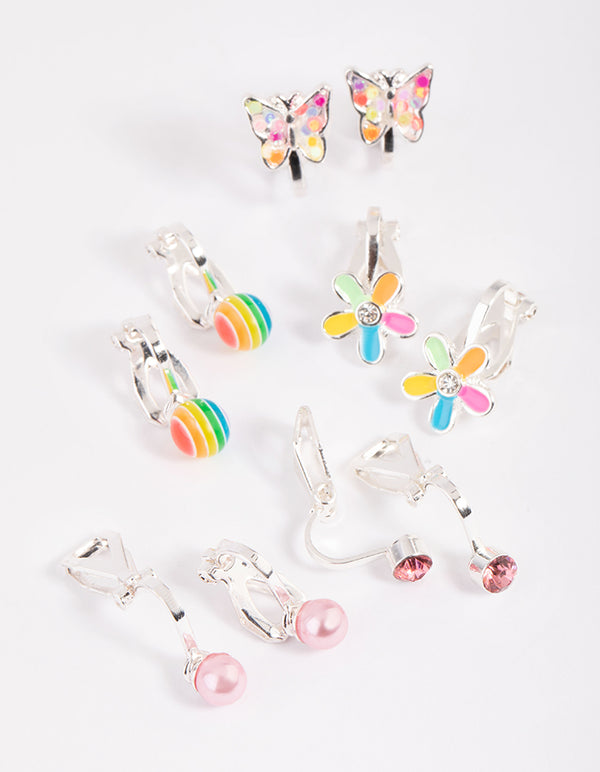 Kids Rainbow Fun Clip-On Earring 5-Pack